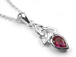 Silver Pendant - Celtic Trinity Ruby