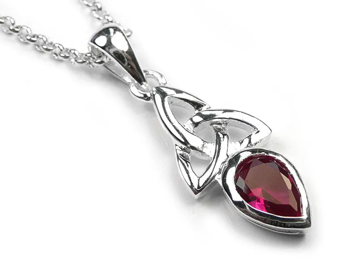 Silver Pendant - Celtic Trinity Ruby