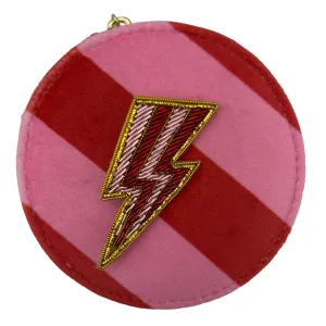 Sixton Jewellery Stripe Pink Travel Pot with Lightning Bolt Brooch