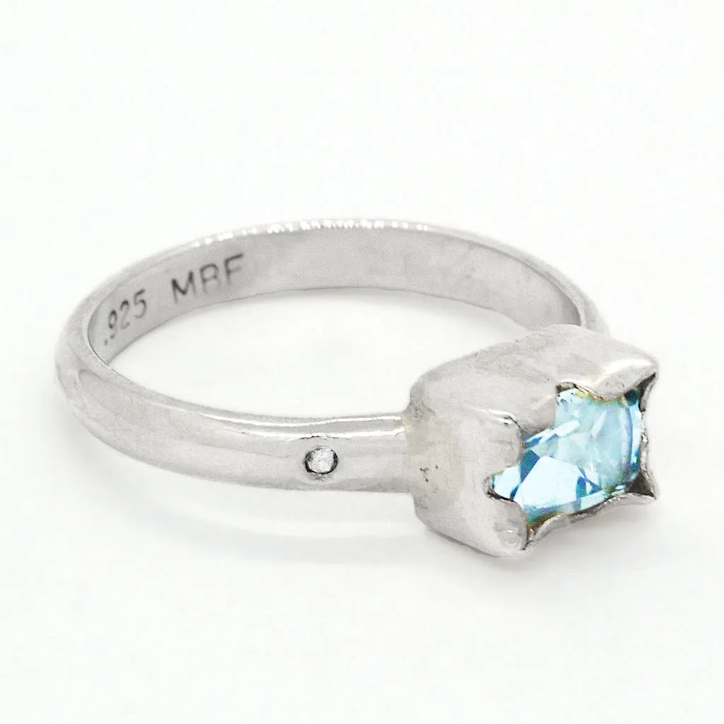 Sky Blue Topaz & Diamonds Ring (size 8 1/2)