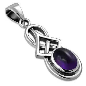 Small Amethyst Stone Celtic Silver Pendant