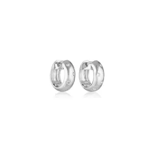 Solar Huggie White Topaz Earrings - Silver