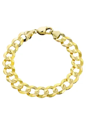 Solid Mens Cuban Curb Link Bracelet 10K/14K Yellow Gold