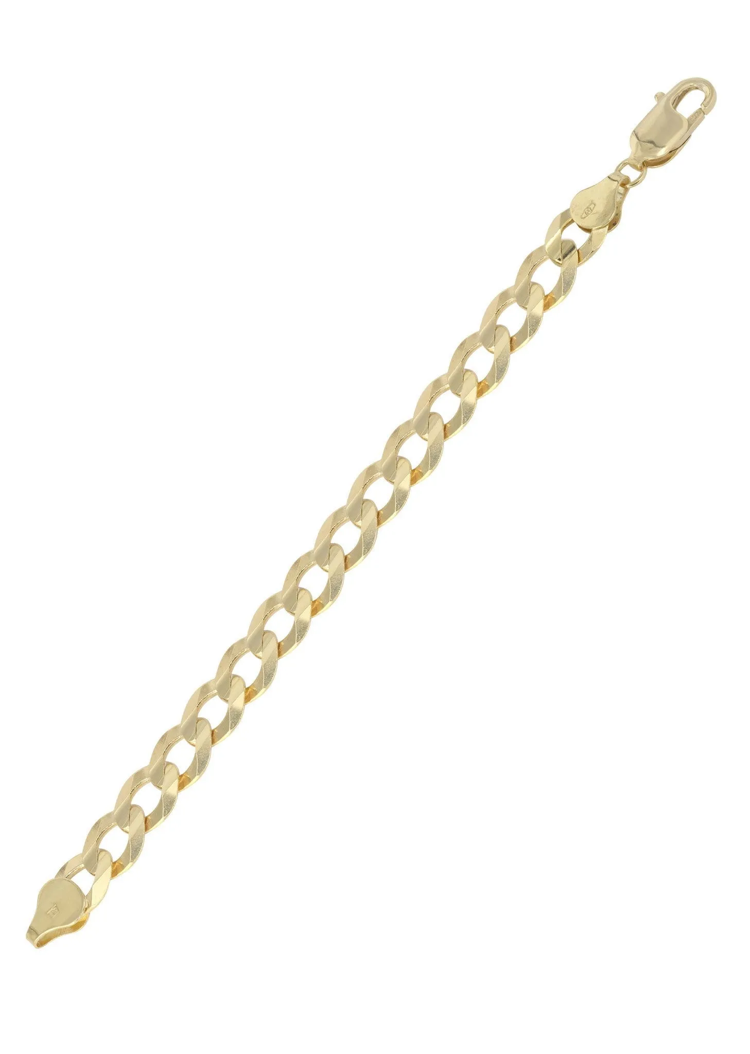 Solid Mens Cuban Curb Link Bracelet 10K/14K Yellow Gold