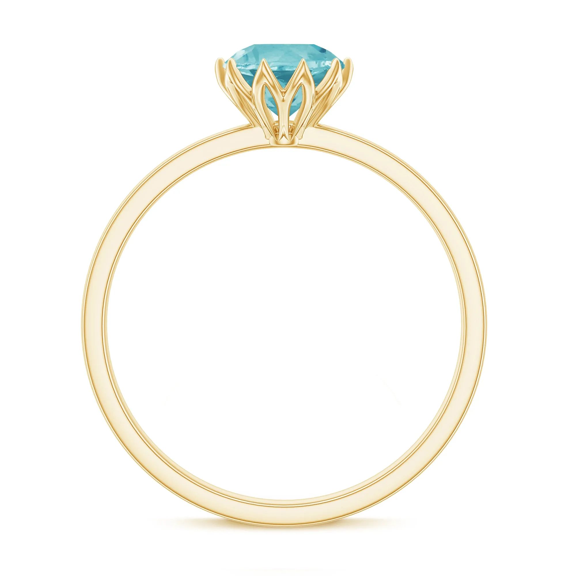 Solitaire Sky Blue Topaz Ring in Lotus Basket Setting