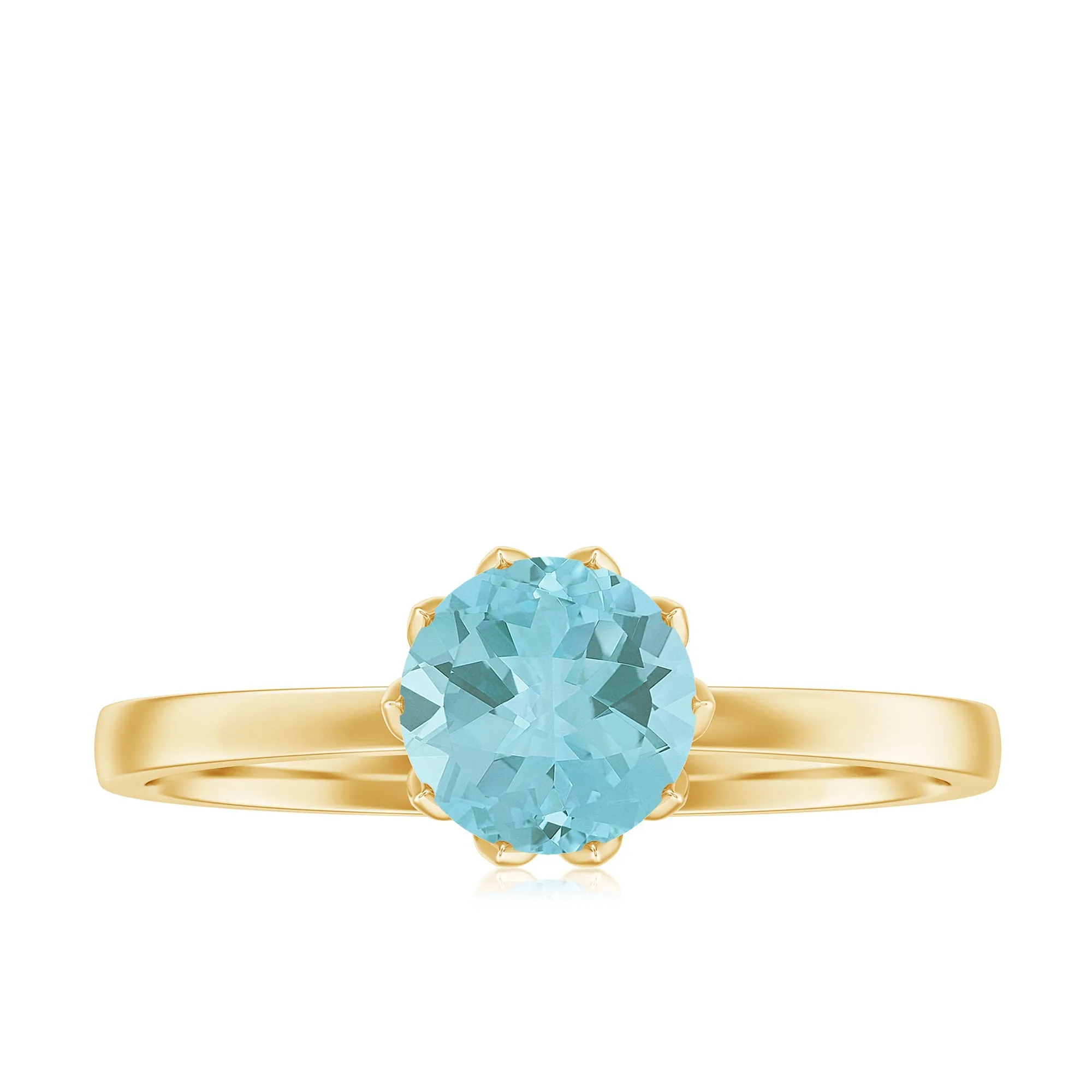 Solitaire Sky Blue Topaz Ring in Lotus Basket Setting