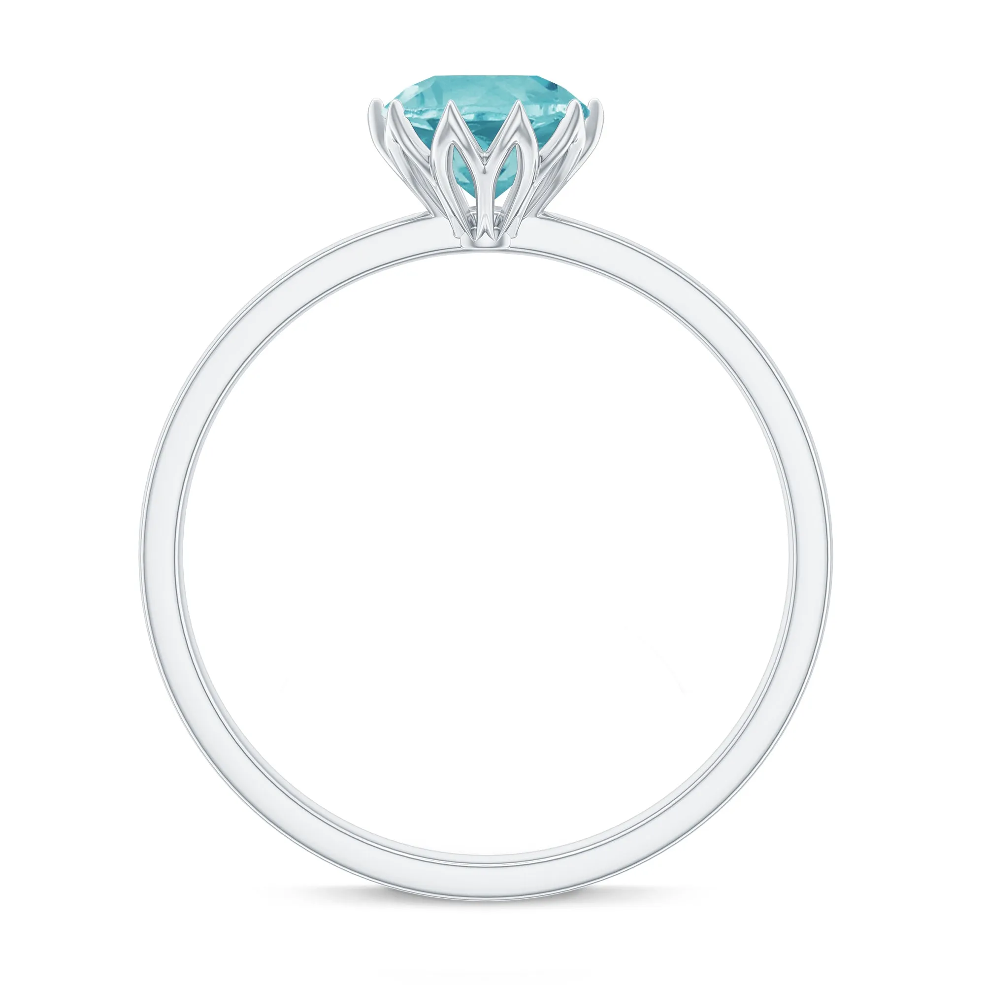 Solitaire Sky Blue Topaz Ring in Lotus Basket Setting