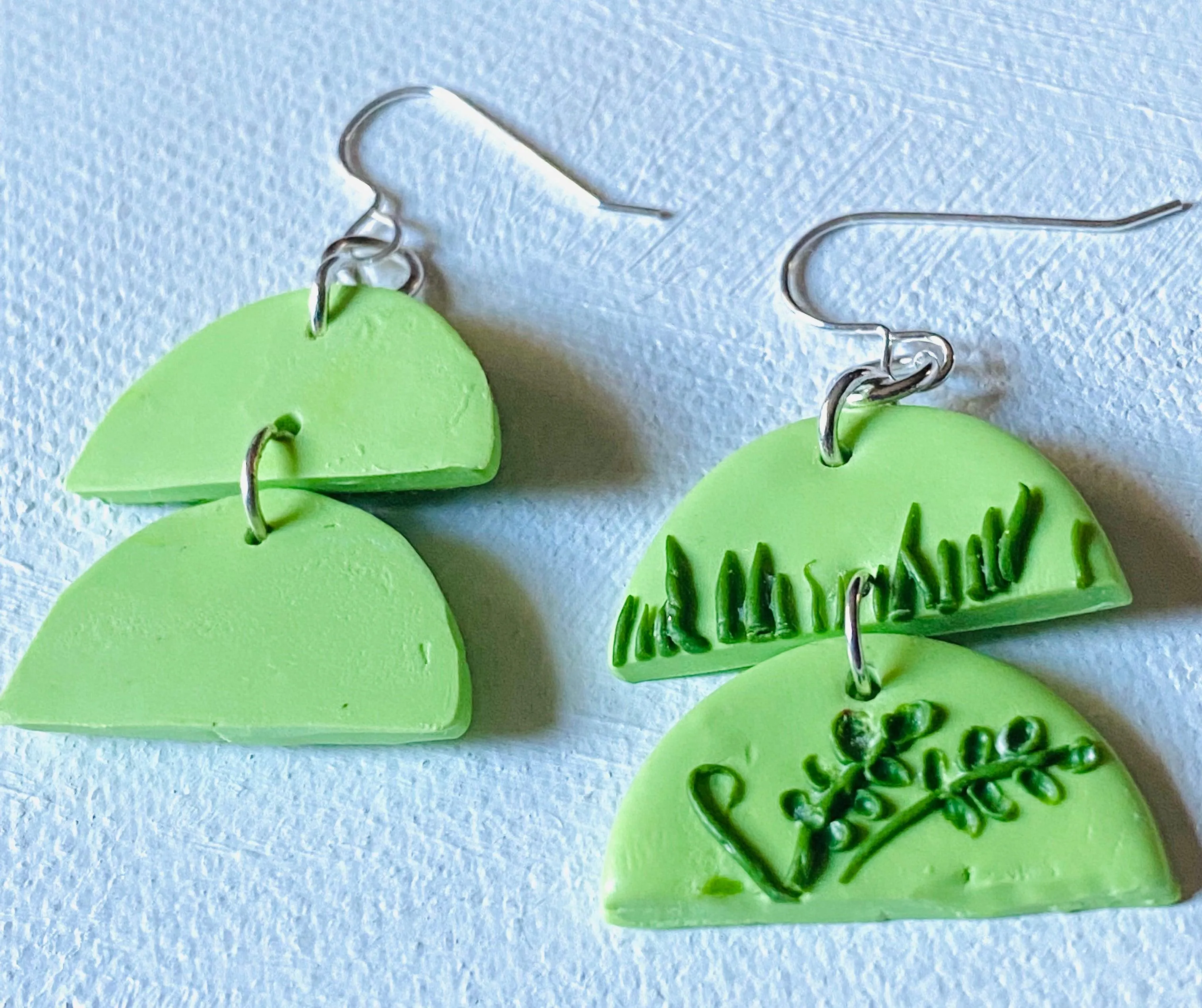 Spring Grass Design Clay Earrings, Grass Earrings, Spring Earrings, Clay Design Earrings