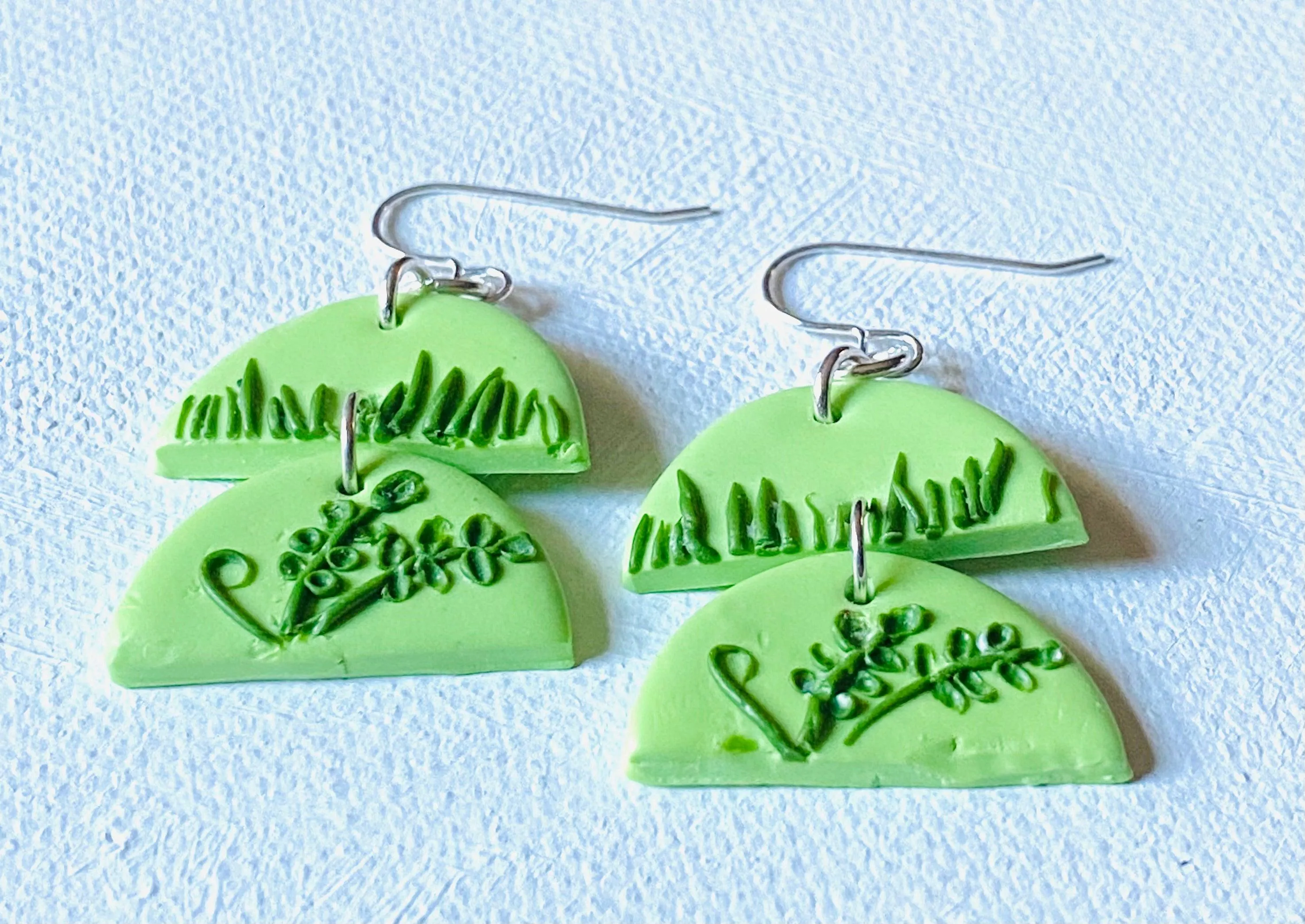 Spring Grass Design Clay Earrings, Grass Earrings, Spring Earrings, Clay Design Earrings