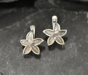 Starfish Earrings - Silver Flower Earrings - Silver Star Earrings