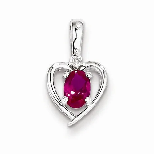 Sterling Silver Created Ruby & Diamond pendant