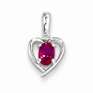 Sterling Silver Created Ruby & Diamond pendant