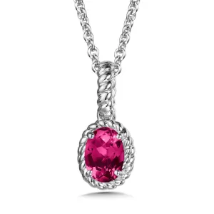 Sterling Silver Created Ruby Pendant