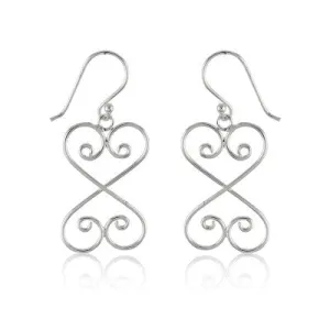 Sterling Silver Double Heart Scroll Earrings (95761)