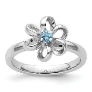 Sterling Silver Polished Blue Topaz Flower Ring