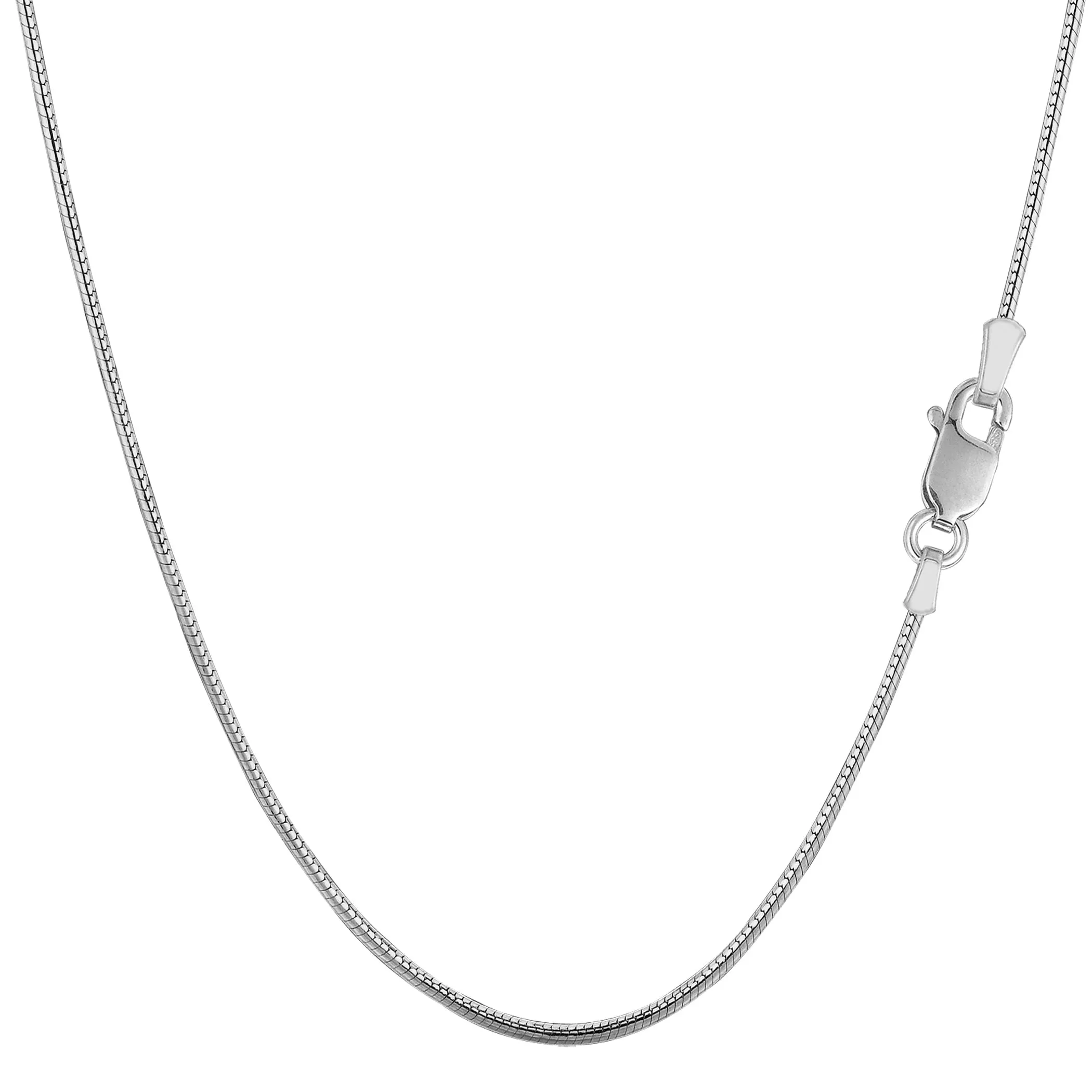 Sterling Silver Rhodium Plated Round Snake Chain Necklace, 1.1mm