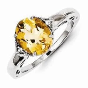 Sterling Silver with Citrine and White Topaz Oval Ring