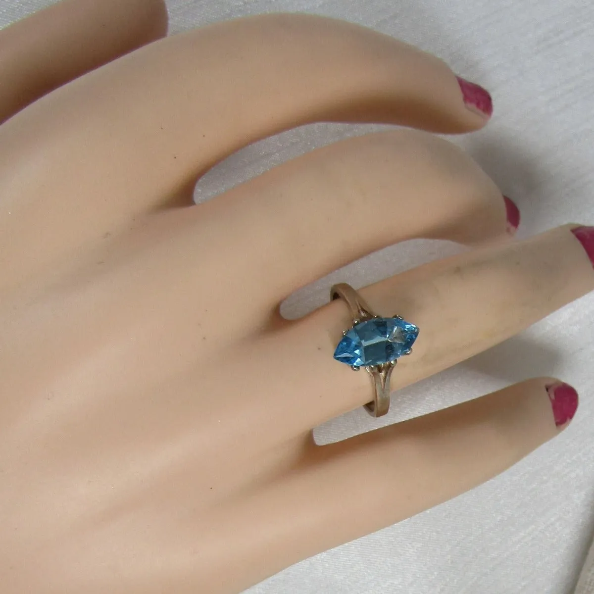 Swiss Blue Marquise Cut Topaz Ring Size 7