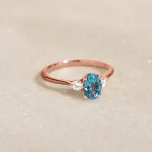 Swiss Blue Topaz and Diamond Ring Rose Gold - Kindra