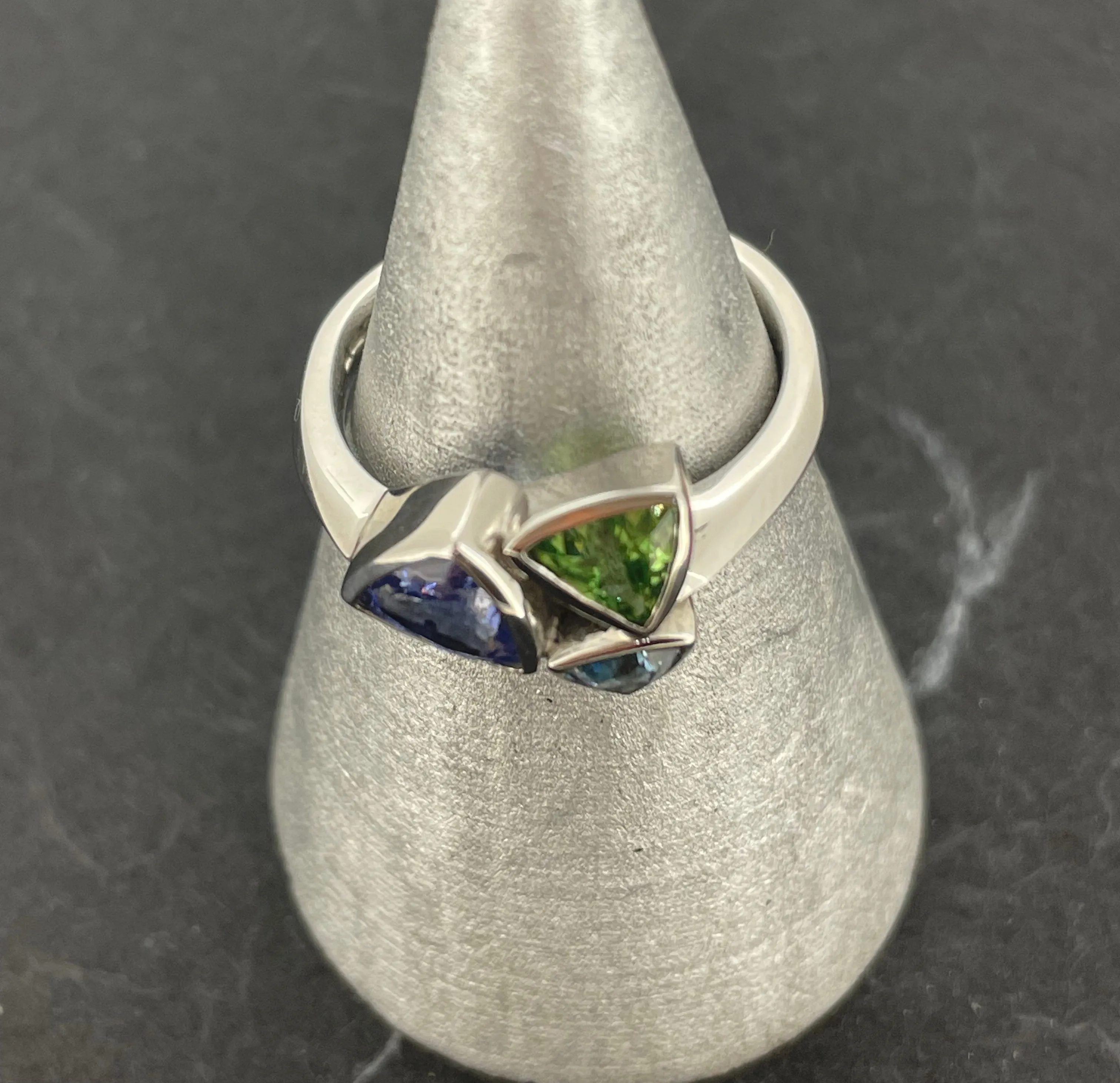 Tanzanite, Tsavorite and Aquamarine Ring