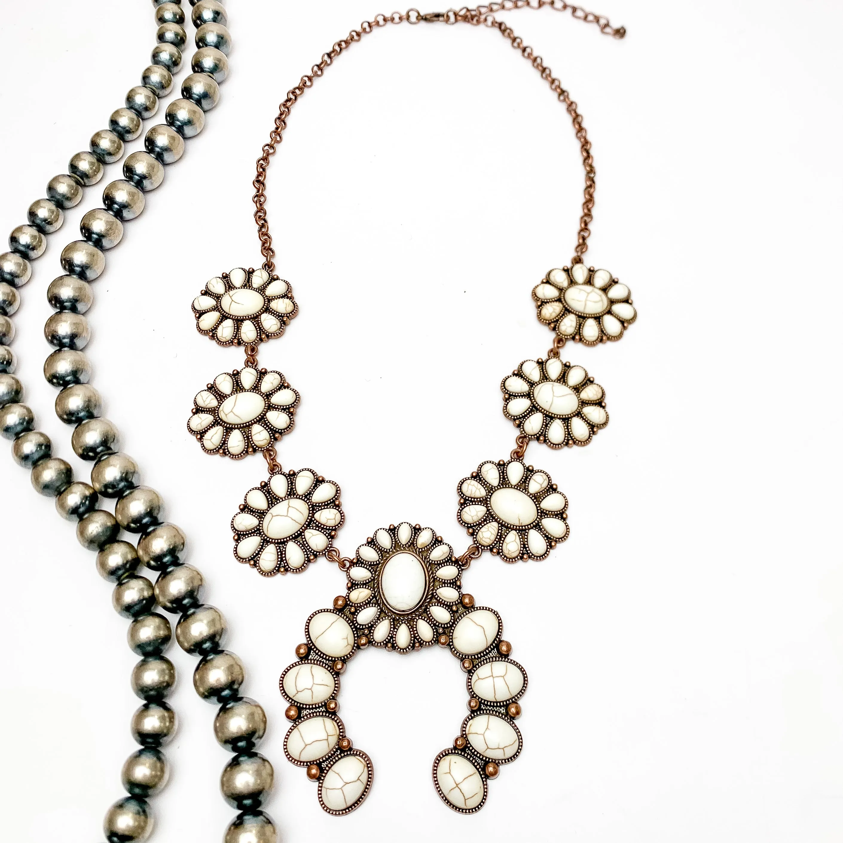 The Western Way Squash Blossom Necklace in Ivory