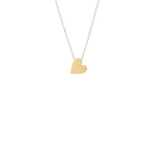 Tiny Gold Heart Silver Necklace