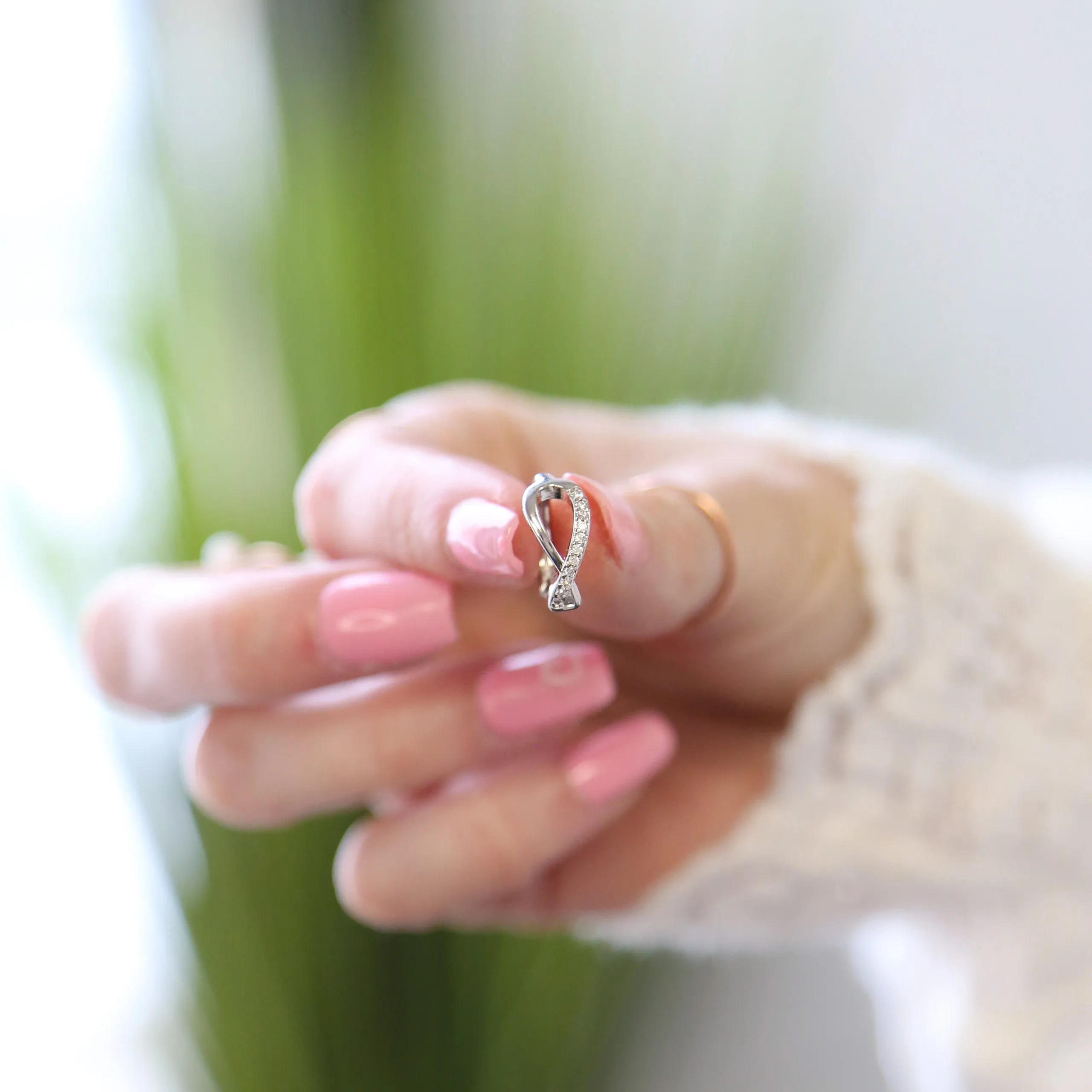 TOPSY TURVY - Sterling Silver and Zirconia Hoop Earrings