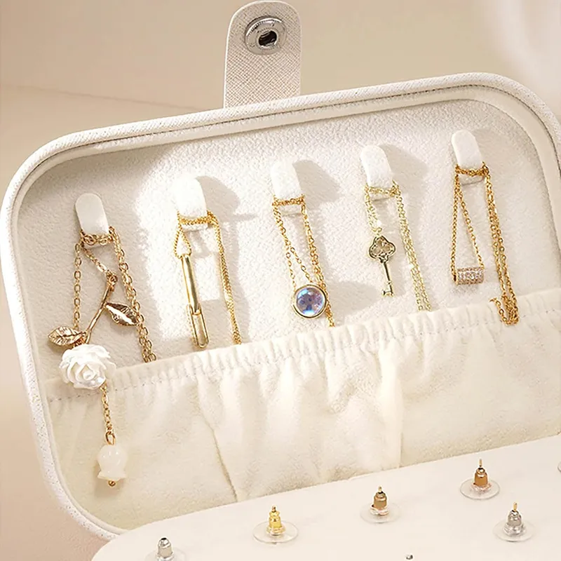 Travel Jewelry Case Organizer, Double Layer Foldable Jewelry Display Storage