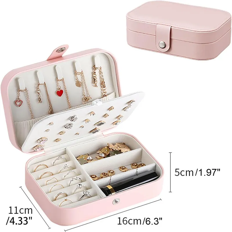 Travel Jewelry Case Organizer, Double Layer Foldable Jewelry Display Storage