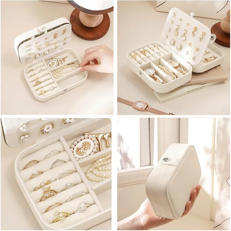 Travel Jewelry Case Organizer, Double Layer Foldable Jewelry Display Storage