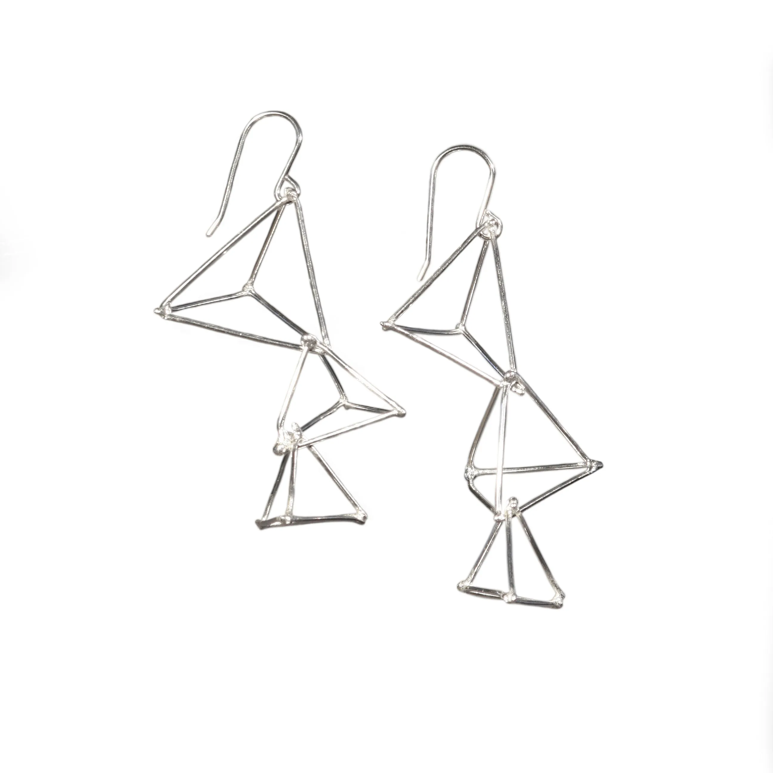 TRIANGLE - SILVER - TR003 3 Triangle Earrings