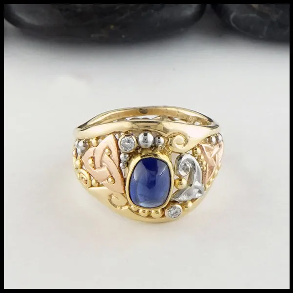 Trinity Knot Sapphire Cabochon Ring