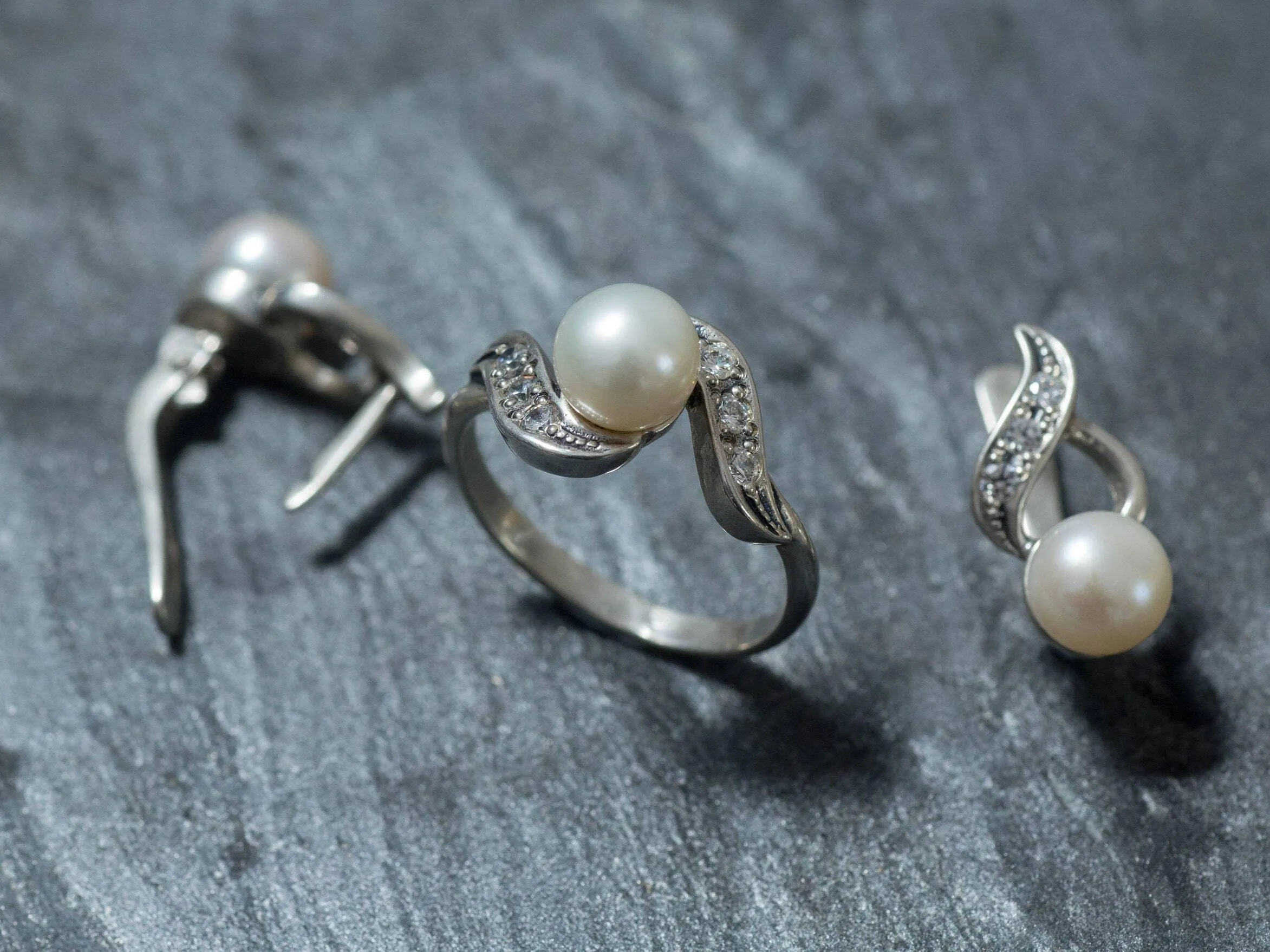 Vintage Pearl Ring - Genuine Pearl Ring - Pearl Silver Ring