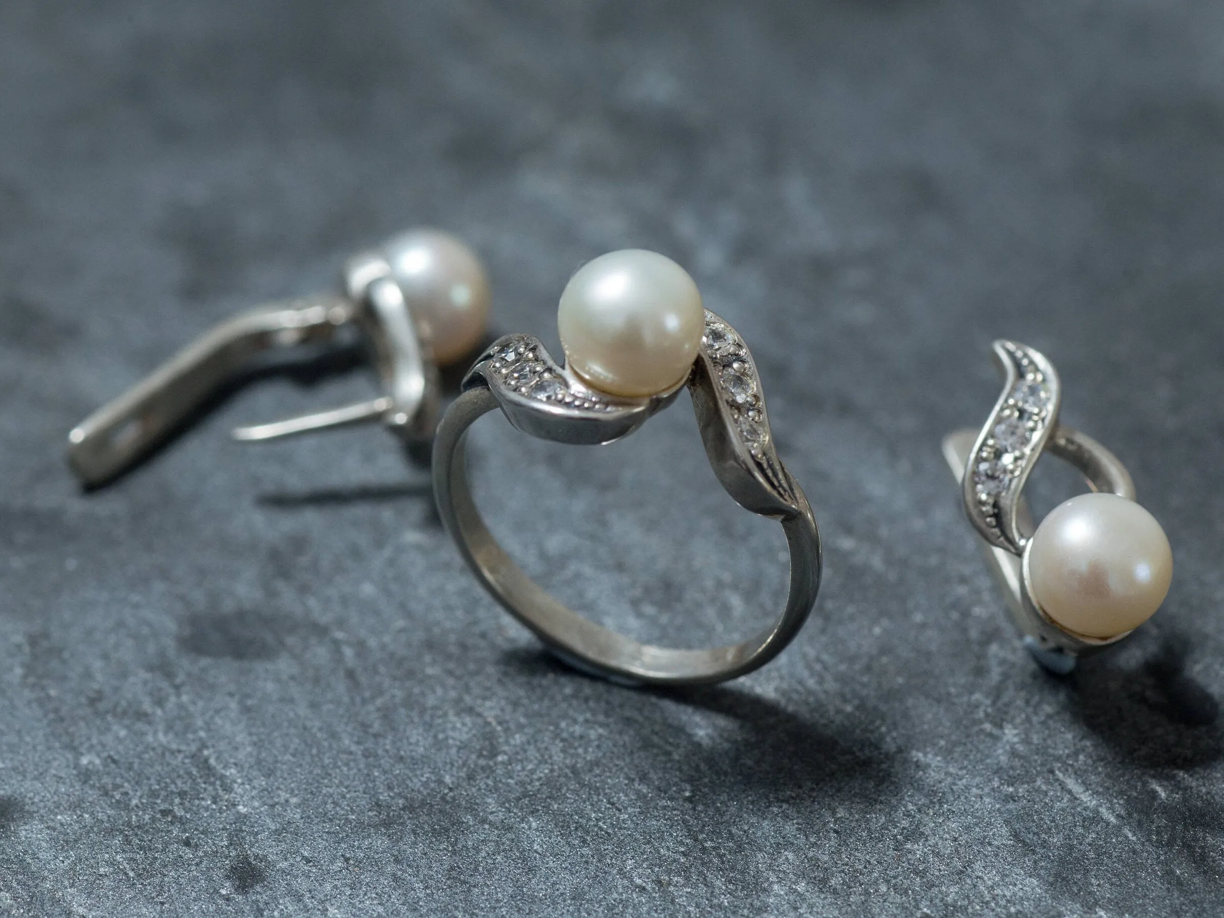 Vintage Pearl Ring - Genuine Pearl Ring - Pearl Silver Ring