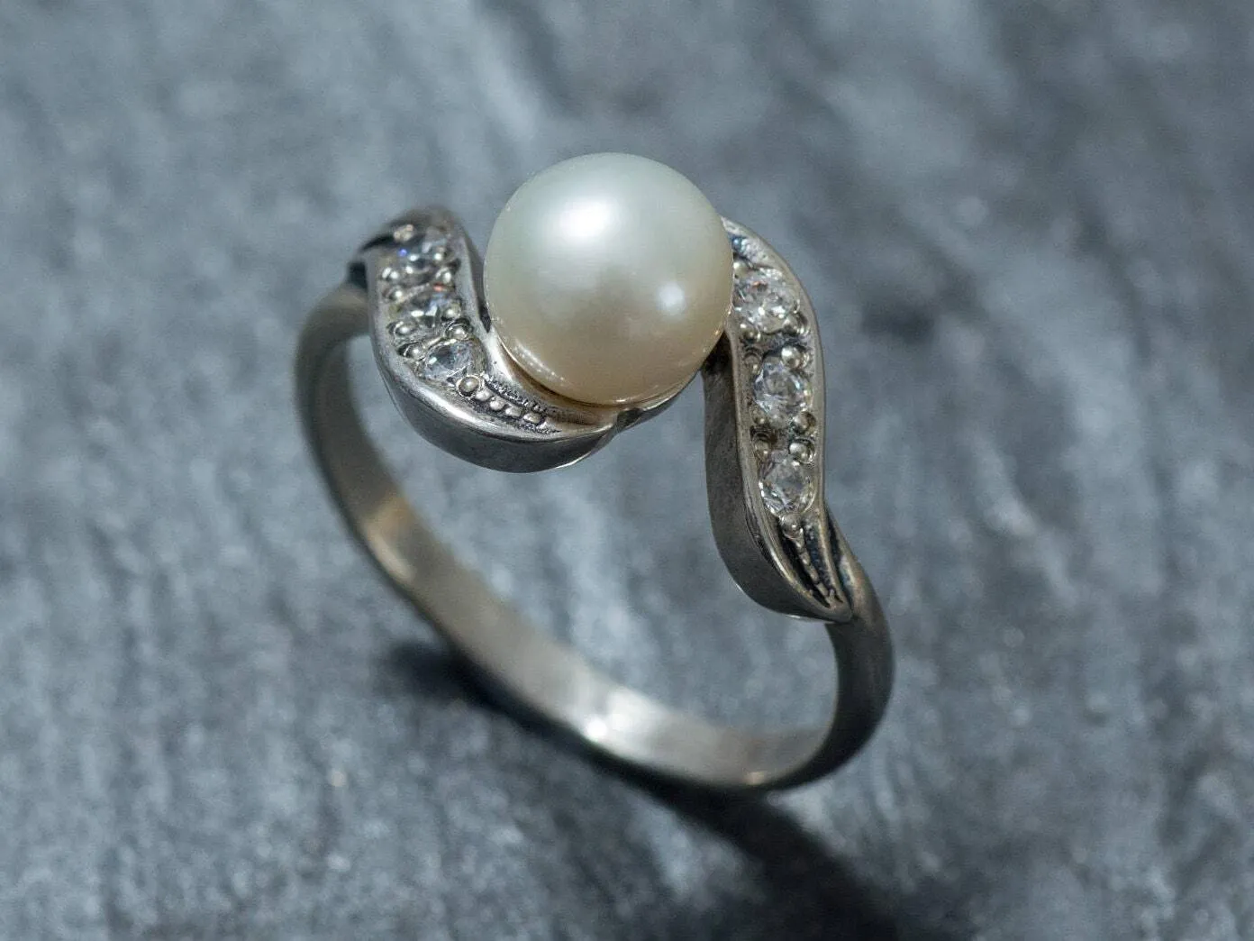 Vintage Pearl Ring - Genuine Pearl Ring - Pearl Silver Ring