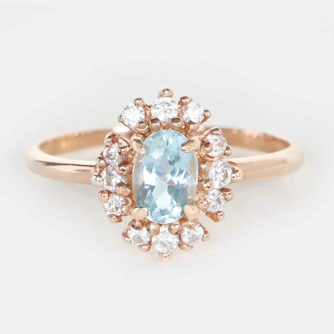 Vintage Swiss Blue Topaz Ring - 14k Rose Gold Vermeil Ring