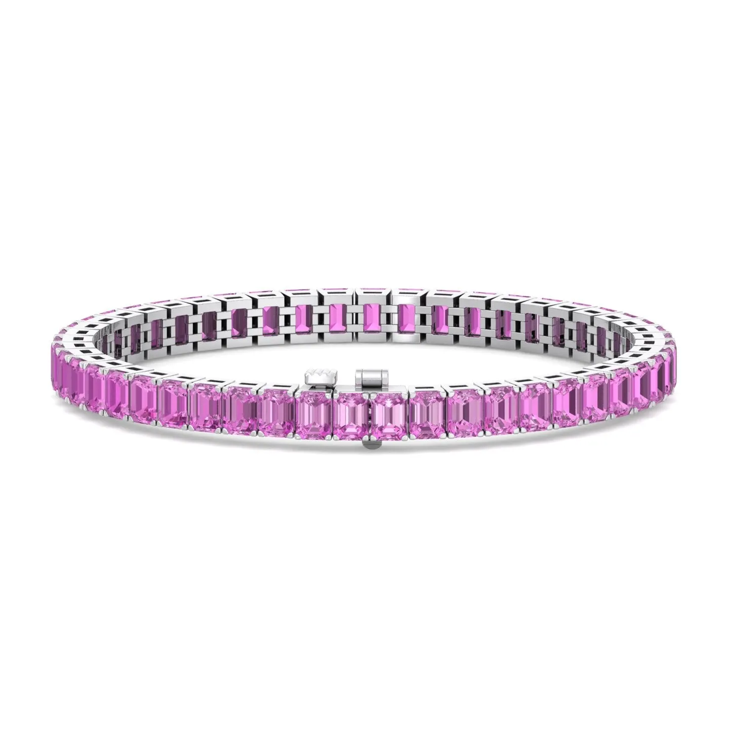 Viola - 15CT Emerald Cut Natural Pink Sapphire Tennis Bracelet