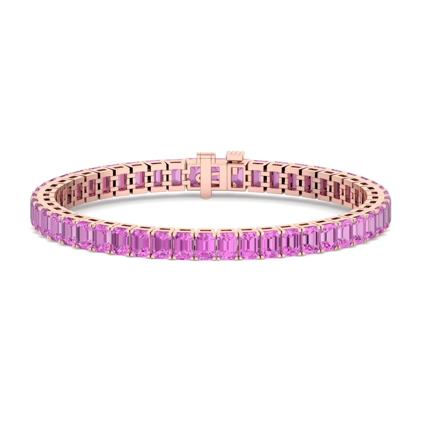 Viola - 15CT Emerald Cut Natural Pink Sapphire Tennis Bracelet