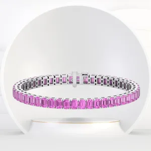 Viola - 15CT Emerald Cut Natural Pink Sapphire Tennis Bracelet