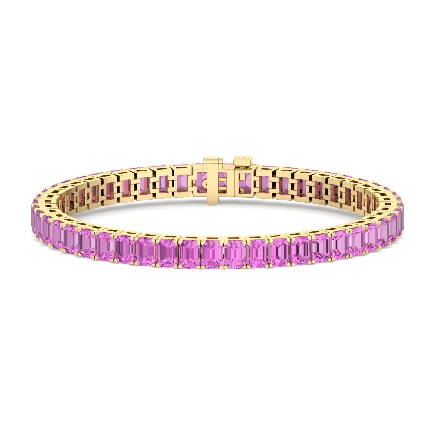 Viola - 15CT Emerald Cut Natural Pink Sapphire Tennis Bracelet