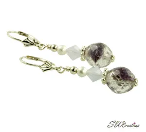 Violet Opal Lavender Beaded Earrings