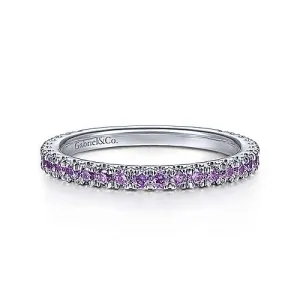 White Gold Amethyst Stackable Ring