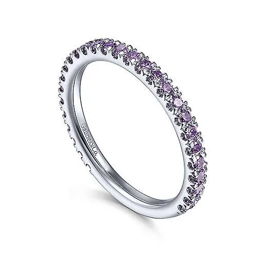 White Gold Amethyst Stackable Ring