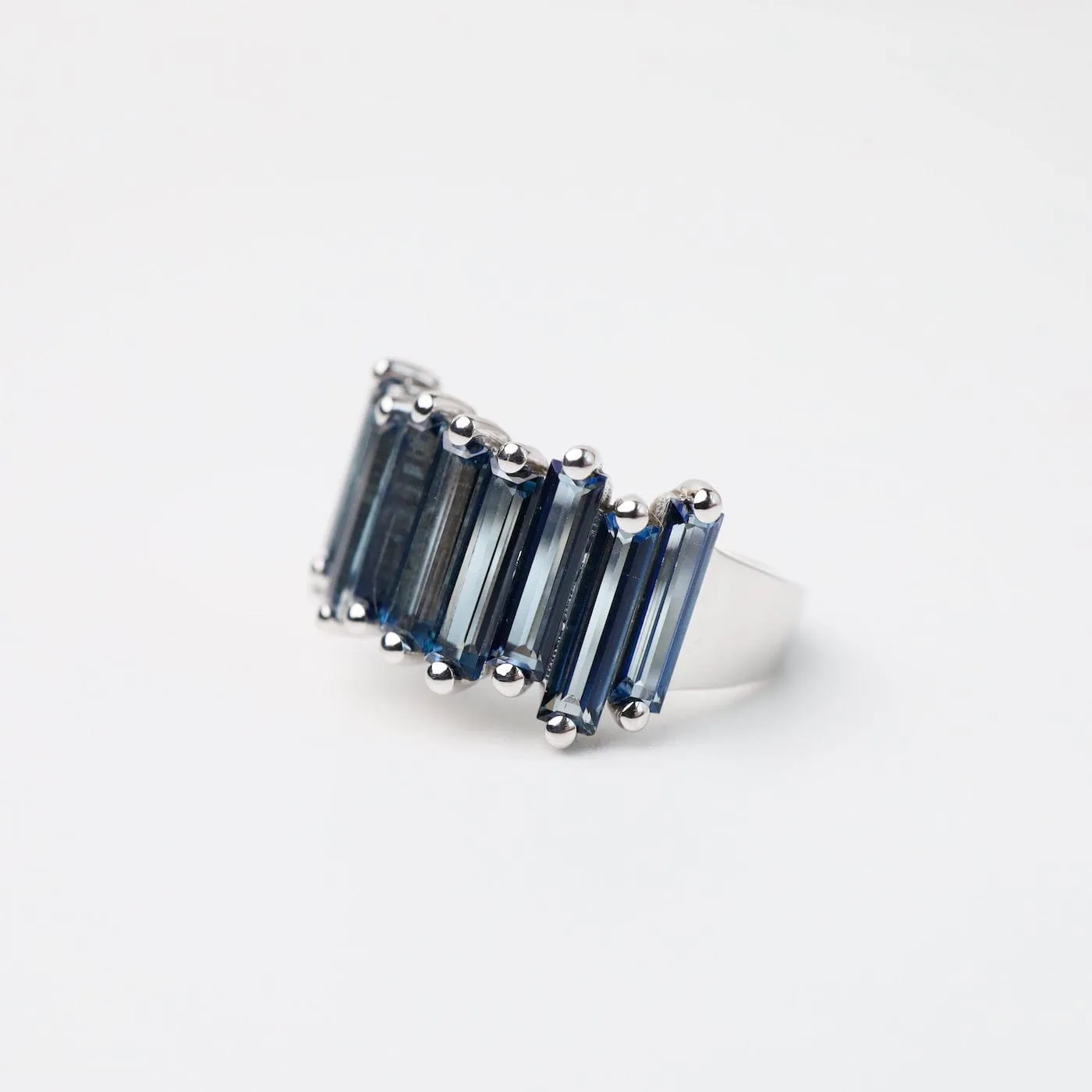 White Gold Sadie English Blue Topaz Band