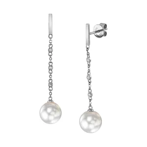 White South Sea Pearl & Diamond Flicker Dangle Earrings