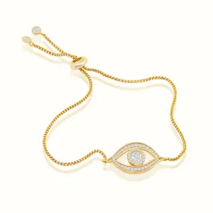 Women's Vermeil Round Diamond Evil Eye Bracelet