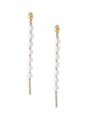 Yellow Chimes Earrings for Women and Girls Fashion White Pearl Dangler Earrings | Gold Plated Crystal Long Pearl Dangler Earrings | Birthday Gift for Girls & Women Anniversary Gift for Wife