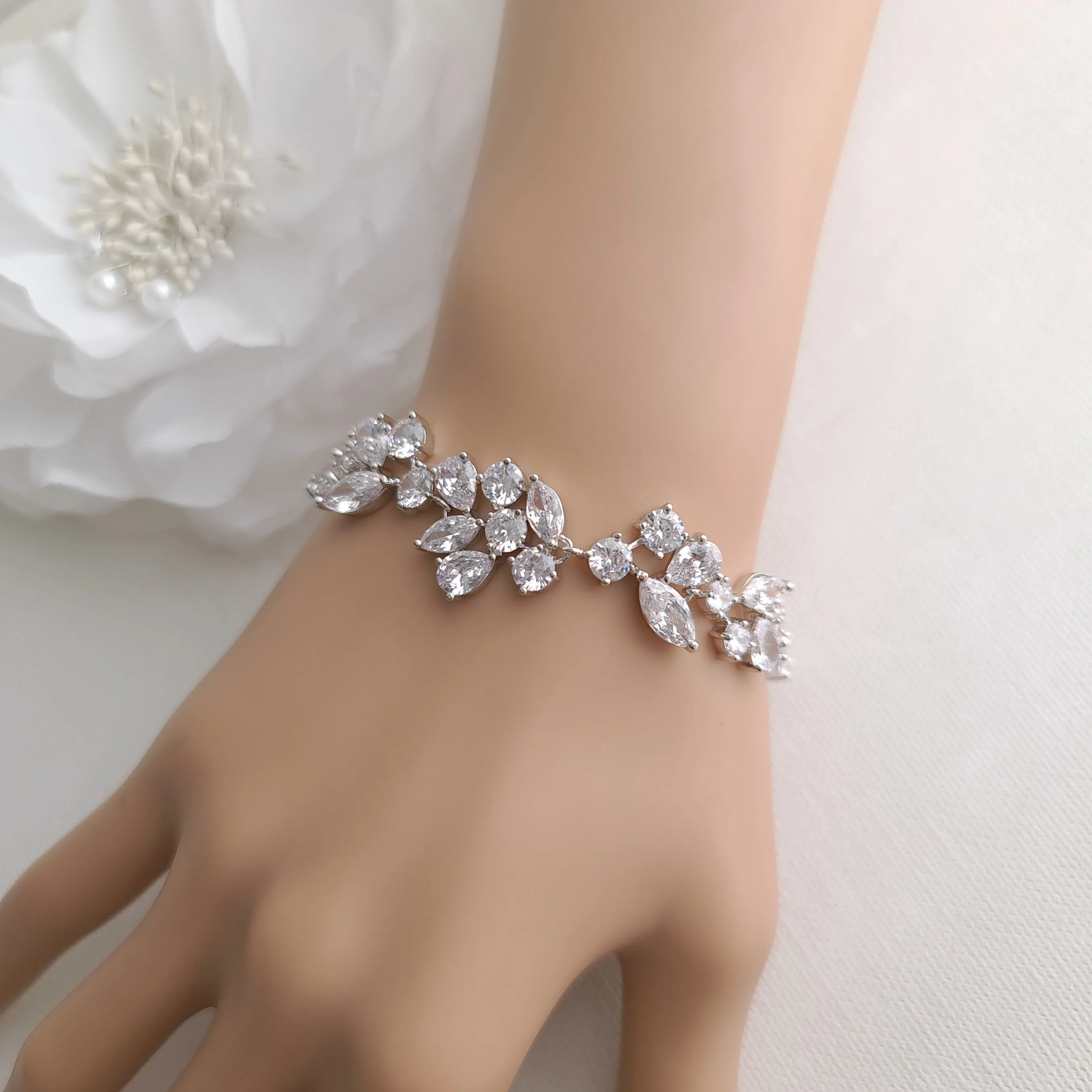 Zirconia Bridal Crystal Bracelet, Wedding Bracelet for Bride, Rose Gold Bracelet, Gold Bridal Bracelet, Wedding Bridal Jewelry, Nicole