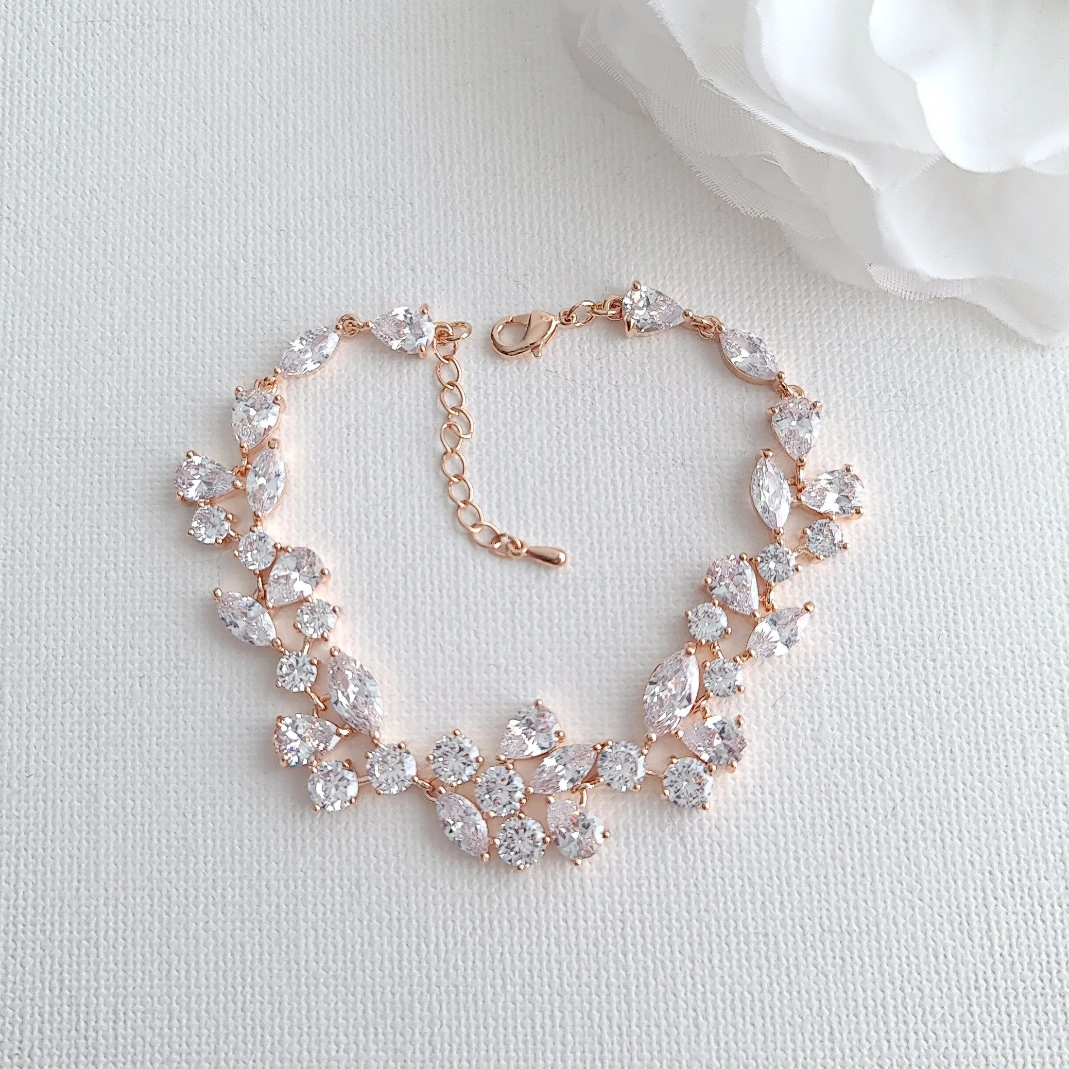 Zirconia Bridal Crystal Bracelet, Wedding Bracelet for Bride, Rose Gold Bracelet, Gold Bridal Bracelet, Wedding Bridal Jewelry, Nicole