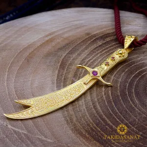 Zulfiqar Sword Gold Plated Silver Necklace